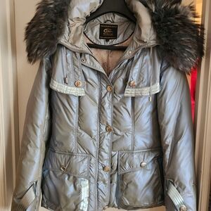 Women's Puffer Jacket with Faux Fur Trim